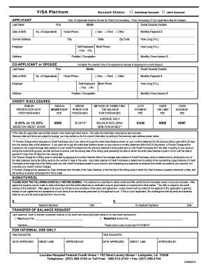 Visa Platinum Credit Card Application