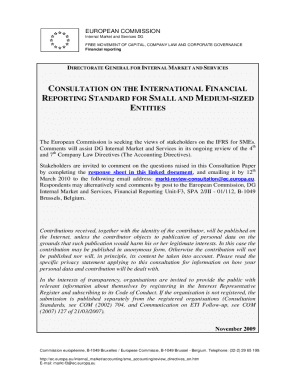 EU IFRS for SMEs Consultation Form