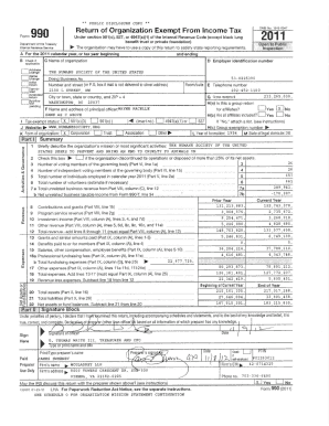 Form 990 2011 Human Society