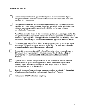 Texas Application for State Financial Aid