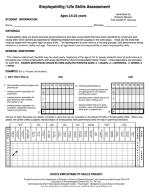 Ohio Employability Skills Assessment Form