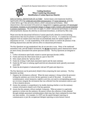 Autism Spectrum Disorder Educational Identification Guide