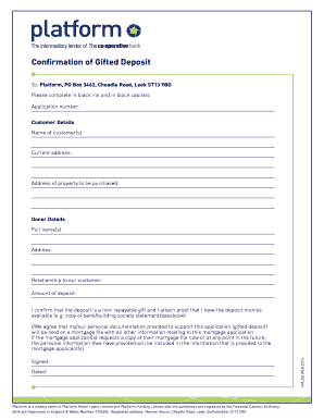 Confirmation of Gifted Deposit