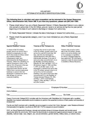 Voluntary Veteran Status Self-Identification Form