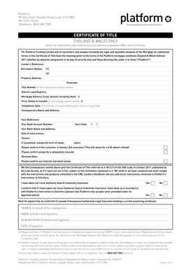 Certificate of Title for Mortgage