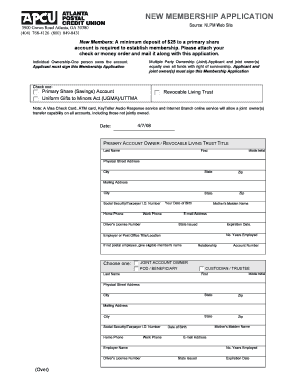 Atlanta Postal Credit Union Membership Application