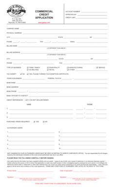 Gebo's Commercial Credit Account Agreement
