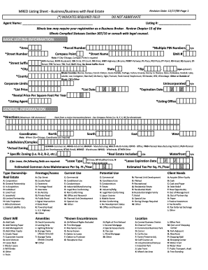 MRED Business Listing Sheet