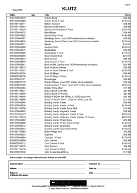 KLUTZ Activity Book Order Form