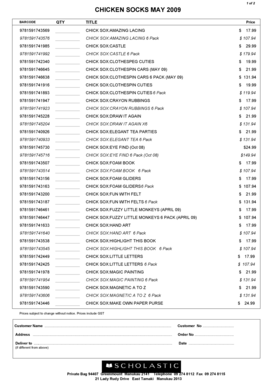 Chicken Socks Product Order Form