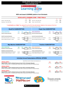 Scholastic Learning Zone Subscription Order Form