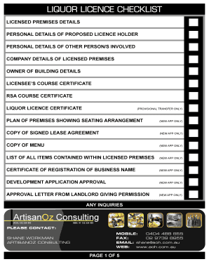 Liquor Licence Application Checklist