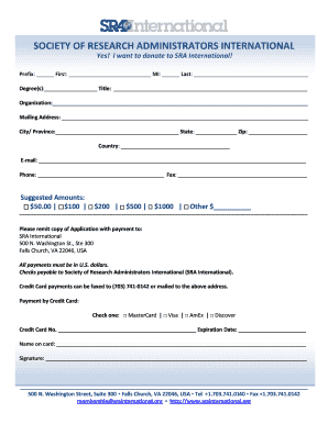 SRA International Donation Form
