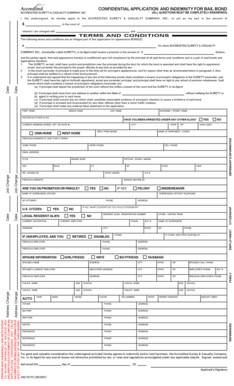 Confidential Application and Indemnity for Bail Bond