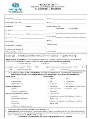 Medicare Pre-Authorization Request Form