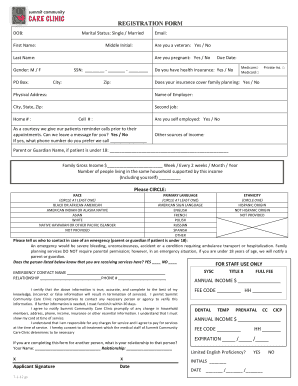 Summit Community Care Clinic Registration Form