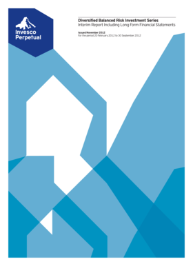 01 Cover:Layout 1 16/11/2012 09:47 Page 1 Diversified Balanced Risk Investment Series Interim Report Including Long Form Financial Statements Issued November 2012 For the period 20 February 2012 to 30 September 2012 01 Cover:Layout 1