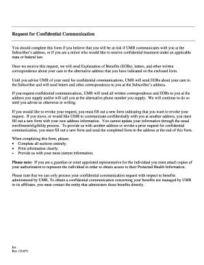 Request for Confidential Communication Form