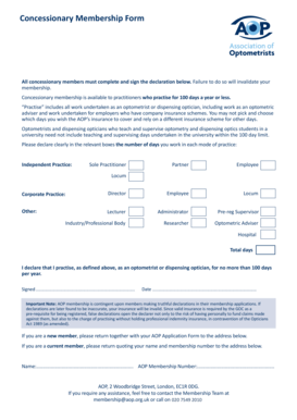 Concessionary Membership Form