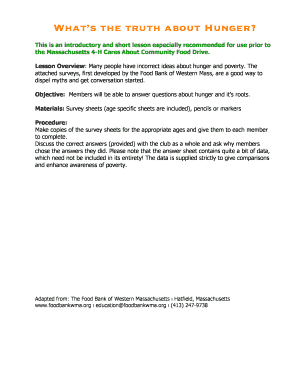 Hunger Survey Lesson Plan