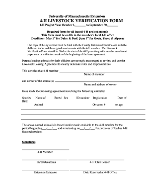4-H Livestock Verification Form