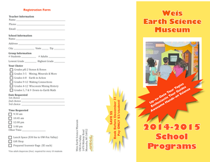 Weis Earth Science Museum School Tour Registration Form