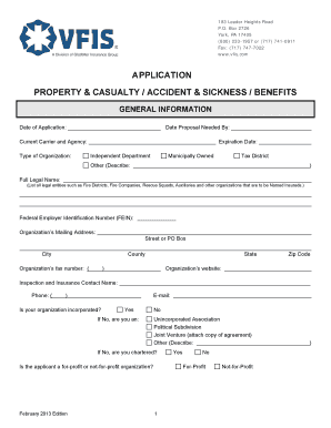 VFIS Insurance Application Form
