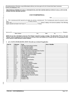 Colorado Real Estate Counterproposal Form