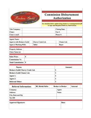 Commission Disbursement Authorization Form