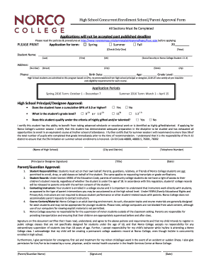 High School Concurrent Enrollment Approval Form
