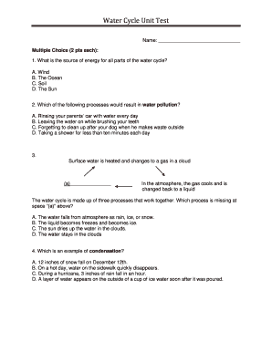 Water Cycle Unit Test