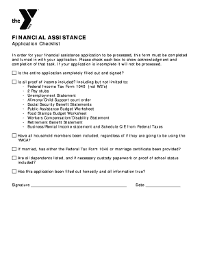 YMCA Buffalo Niagara Financial Assistance Application