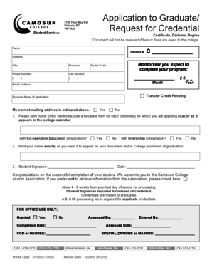 Camosun College Credential Request Form