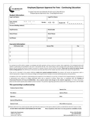 Employer Sponsor Approval for Continuing Education Fees