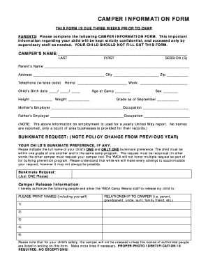 Camper Information Form