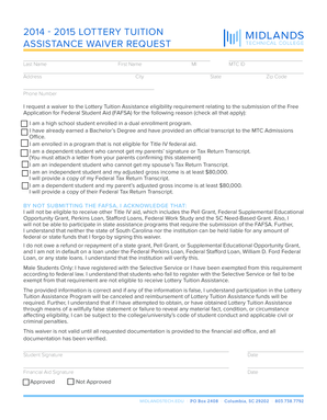 Lottery Tuition Assistance Waiver Request