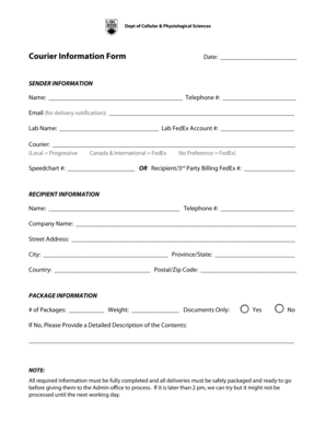 Courier Information Form