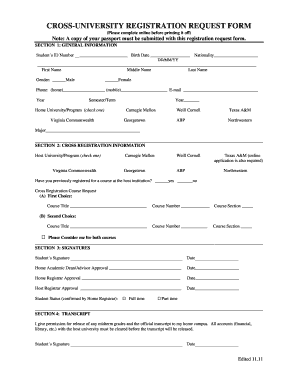 Cross-University Registration Request Form