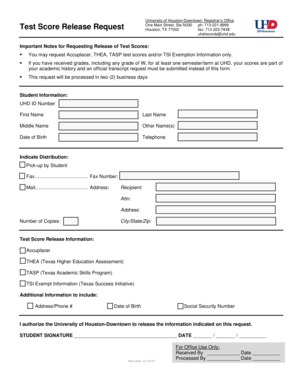 Test Score Release Request Form