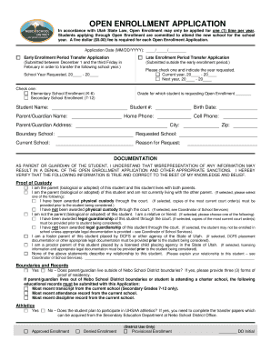 Utah Open Enrollment Application