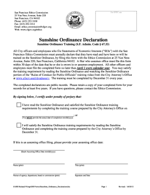 Sunshine Ordinance Declaration Form