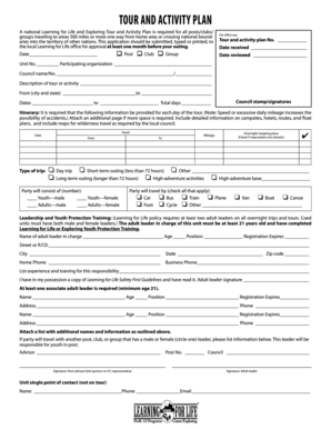 Learning for Life Tour and Activity Plan