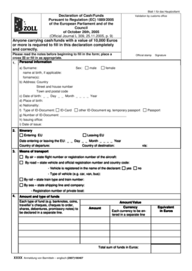 EU Cash Declaration Form