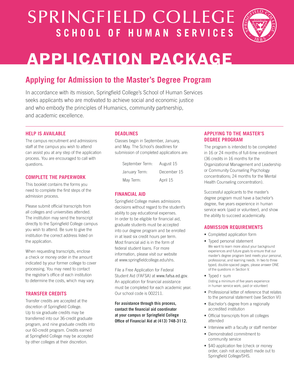Springfield College Master's Degree Application