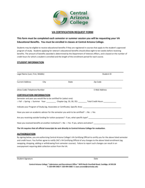 VA Certification Request Form