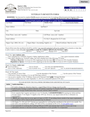 Veteran's Benefits Form