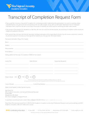 Transcript of Completion Request Form