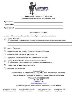 Permanent General Agency Application Form