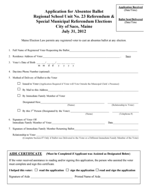 Absentee Ballot Application