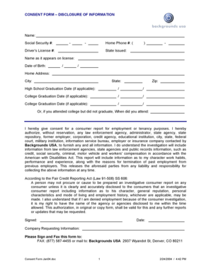 Consent Form for Disclosure of Information